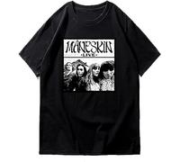Maneskin T Shirt Summer Fashion Men Casual Hip Hop Black Cotton T-Shirt Male Harajuku Kawaii Top Tees Shirts Vintage Tshirt Manches Courtes(Large)