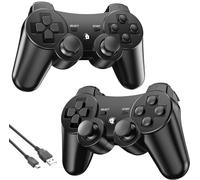 Manette 2 Pack pour P-3, Joystick sans Fil Bluetooth pour Console de Jeu P-s3 Gamepad pour Double Shock avec Câble de Chargement USB