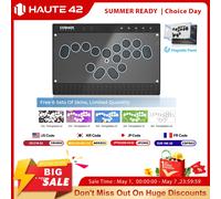 Manette Arcade Magnétique Sans Fil Haute42 C16-S - Contrôleur Hitbox Sans Levier pour PC/PS4/PS5/Switch - Fight Stick Hitbox C16 S Black Panel