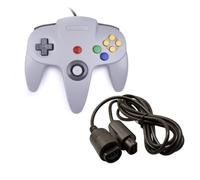 Manette Compatible 64 N64 + Câble Rallonge 1,8 m - Joypad Filaire Gris, Joystick Analogique, Compatible Rumble Pak - Straße Game®