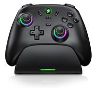 Manette de commutateur, compatible avec les consoles Switch/Lite/OLED, 1000 mAh, avec support/joysticks à effet de réverbération RVB, noir
