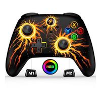 Manette de commutateur pour Switch/Lite/OLED, Android, iOS, PC, avec aspect RVB cool, programmable, Turbo, fonction réveil, joystick précis, vibration double moteur