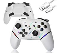 Manette de commutation, manette sans fil Pro + batterie/lumière RVB/double vibration/manette de jeu pour Switch/Lite/OLED/PC Blanc