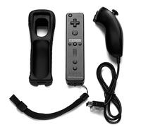Manette de jeu 2 en 1 avec télécommande et Nunchuck, noire