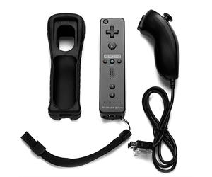 Manette de jeu 2 en 1 avec télécommande et Nunchuck, noire