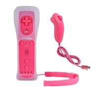 Manette de jeu 2 en 1 avec télécommande et Nunchuck, rose