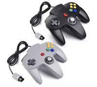Manette De Jeu 64 N64 Usb Classique Gamepad Joystick Pour Windows Pc Mac (Noir / Gris 2 Pack)
