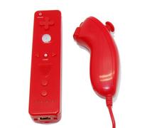 Manette de Jeu avec Motion Plus Intégré + Nunchuk Compatible Pack Rouge Capteur 6 Axes Bluetooth sans Fil