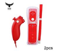 Manette de jeu - EGSII - Wiimote+Nunchuck - Rouge - Bluetooth - Compatible Nintendo Wii