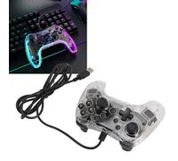 Manette de Jeu Filaire, Manette de Jeu PC avec Turbo à Double Vibration, Gyroscope 6 Axes, Lumière RVB, Manette de Jeu Transparente pour PS3 PC