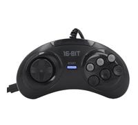 Manette de Jeu Filaire pour Genesis, Contrôleur de Jeu, Pad D'arcade à 6 Boutons, Pad de Jeu Ergonomique 9 Broches 16 Bits avec Disposition à 6 Boutons, Plug and Play, Noir