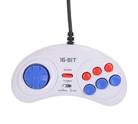 Manette de Jeu Filaire pour Sega Console de Jeu Manette de Jeu Ergonomique à 9 Broches 16 Bits avec Fonction Turbo (Blanc)