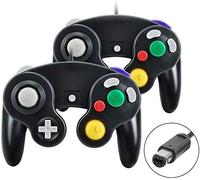 Manette de Jeu Gamecube, 2 paquets de Manette de Jeu Classique avec Manette de Jeu à Vibration, Compatible avec la Manette Gamecube/Wii U/Wii/PC/Switch, Noir