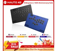 Manette de jeu Haute42 M-Ultra Gen 2 en alliage d'aluminium, sans levier, type Hitbox, pour PC/Ps4/Ps5, manette arcade sans stick M-Ultra Gen 2 Blue