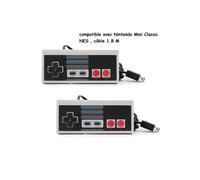 Manette de jeu - Manette filaire 1,80 m - Filaire - Compatible NES Classic Mini/Wii/Wii U - Lot de 2