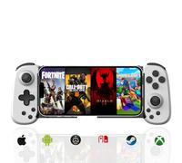 Manette de jeu pour iPhone/Android, MFi Manette de jeu mobile sans fil pour iOS/Switch/PC/PS/Xbox/Cloud Gaming Manette Bluetooth extensible pour iPhone 15 14 13/Plus/Pro/Max, jeu direct (blanc)