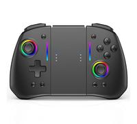 Manette de jeu pour Nintendo Switch, Manette Switch Pro sans fil pour Joycon, Poignée télécommande portable Switch OLED avec 8 couleurs RGB, TURBO réglable, Vibration à double moteur (YS42)