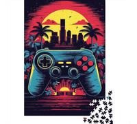 Manette de Jeu Rétro Puzzle 1000 Pièces Papier pour Adultes Paysage Coucher de Soleil Jeu de Puzzle Décor Détente Famille 38x26cm/1000pcs