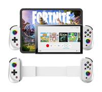 Manette de Jeu sans Fil Bluetooth pour iPad/Tablette, Manette Télescopique RVB pour iPhone Android/iOS/PC/Smartphones 13-25cm (blanc)