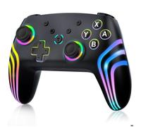 Manette de jeu sans fil Bluetooth pour Switch/Lite/OLED avec éclairage à changement de couleur RVB, double vibration