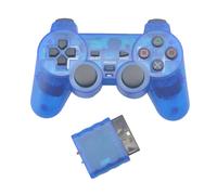 Manette de jeu sans fil de couleur transparente pour PS2, contrôleur Bluetooth à vibrations 2.4G, compatible avec Playstation 2 Rouge