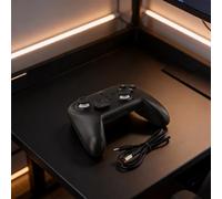 Manette de jeu sans fil pour commutateur PC, double joystick, bouton de capture d'écran, manette de jeu rechargeable, vibration, multi-plateformes (noir et blanc)
