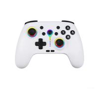 Manette de jeu sans fil pour Nintendo Switch PC avec éclairage RVB - Six - Gyroscope Contrôle précis de mouvement Double Shock Comfort Grip Controller Blanc