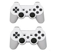 2 PCS Manettes PS3 ,Park double Manette de Jeu pour PS3 Bluetooth sans fil Contrôleur Double Vibration Blanc Blanc