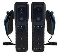 TechKen Manette de Wii avec Nunchuck, Contrôleur Télécommande Motion Plus Intégré et Étui en Silicone Dragonne pour Wii (Noir)