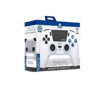 Manette de jeu - TRADE INVADERS - Manette Bluetooth pour PS5 LED - Blanche - Joysticks à effet Hall - Vibration immersive