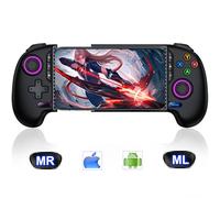 Manette de téléphone portable sans fil pour iPhone/Android avec joystick Hall, manette de jeu mobile avec coque de téléphone, compatible avec les consoles Steam Link, Roblox, PlayStation