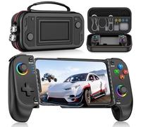 Manette de téléphone pour iOS/Android, coque de téléphone portable, manette de jeu mobile avec lumière LED, joysticks améliorés, batterie, turbo, poignées pour les pouces, application Keylinker, noir