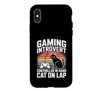 Manette d'introverti de Jeu en Main Chat sur Les Genoux rétro Coque pour iPhone X/XS