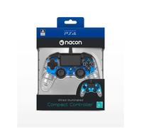 Manette filaire Compact Controller Nacon transparente bleue pour PS4 compatible PC