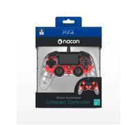 Nacon Manette filaire Compact Controller transparente rouge pour PS4 compatible PC