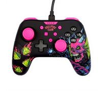 Manette filaire Stranger Things pour Switch, Switch 2 et PC - Fonction vibration - Câble 3 m - Noir et rose