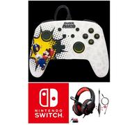 Manette filaire SWITCH MARIO Bob-omb Blast Officielle Nintendo avec Câble USB détachable + CASQUE SWITCH ROUGE NOIR