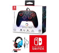 Manette filaire SWITCH SPECTRA RGB Officielle Nintendo avec Câble USB détachable+ CASQUE SWITCH ROUGE ET BLEU