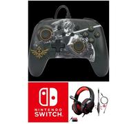 Manette filaire SWITCH ZELDA Battle-Ready Link Officielle Nintendo avec Câble USB détachable + CASQUE SWITCH ROUGE NOIR