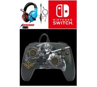 Manette filaire SWITCH ZELDA Battle-Ready Link Officielle Nintendo avec Câble USB détachable + CASQUE SWITCH ROUGE ET BLEU