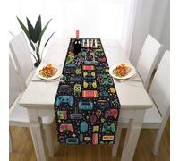 Manette Gamer Chemin de Table Lavable Facile d'entretien, Manette de Jeu Colorée Chemin de Table pour Décorations de Table Anniversaire Armoires Dîner Cuisine Fête Mariage 30 x 100 cm