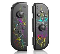 Manette Joy-Con Néon RGB Tonnerre Gamepad Compatible Nintendo Switch 1 OLED - Sans Fil Bluetooth Turbo Rechargeable Non Officiel