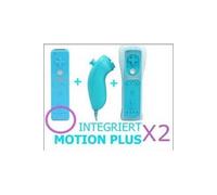 Manette Motion Plus Wii + Nunchuck Blanc bleu compatible avec Nintendo WII WII mini WII U x2