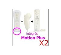 Manette Motion Plus Wii + Nunchuck Blanc compatible avec Nintendo WII WII mini WII U x2