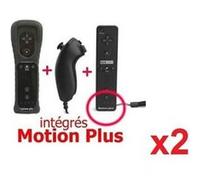 QUMOX Manette Motion Plus Wii + Nunshuck +Housse Noir x2 -Manettes compatible