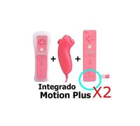 Manette Motion Plus Wii + Nunchuck Blanc rose compatible avec Nintendo WII WII mini WII U x2