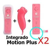 Manette Motion Plus Wii + Nunchuck Blanc rose compatible avec Nintendo WII WII mini WII U x2