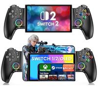 Manette portable pour Nintendo Switch 2/Switch/OLED/Lite, manette sans fil avec joystick Hall & Trigger/joysticks RVB cool, manette de téléphone portable compatible avec Android/IOS/Xbox Cloud/Steam