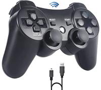 Manette PS3, Sefitopher Manette sans Compatible fil pour Playstation 3 Bluetooth Manette avec Double Vibration Télécommande, Câble de Recharge