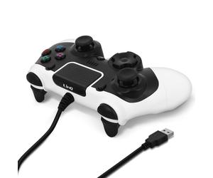 Manette PS4 / PC Filaire USB Vibration Sixaxis Boutons Réactifs LinQ Noir Blanc
